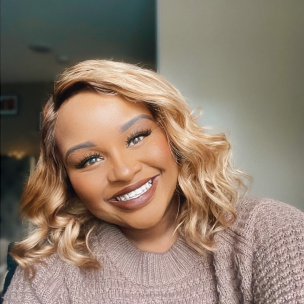 Blonde 12 inches Brazilian body wave lace wig.